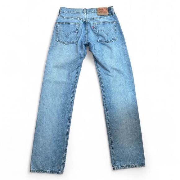 💚 Vintage Levi’s 501 Blue Distressed Jeans (W30 L34) (20) - Picture 4 of 12